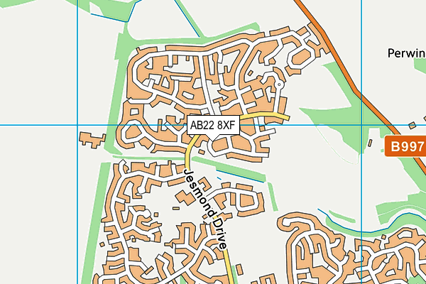 AB22 8XF map - OS VectorMap District (Ordnance Survey)