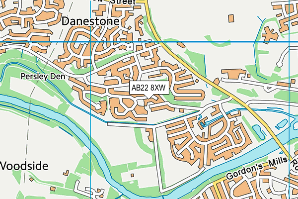 AB22 8XW map - OS VectorMap District (Ordnance Survey)