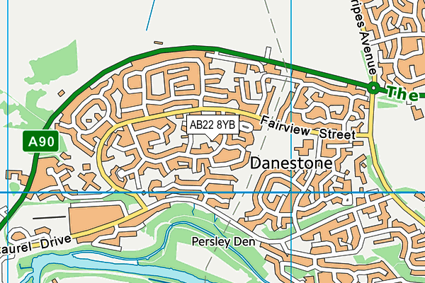 AB22 8YB map - OS VectorMap District (Ordnance Survey)