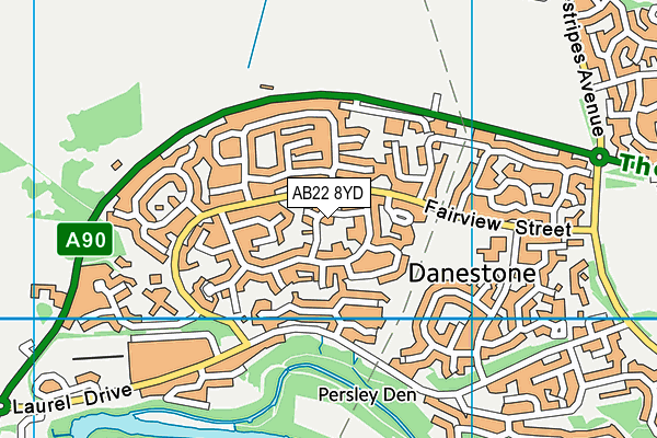 AB22 8YD map - OS VectorMap District (Ordnance Survey)