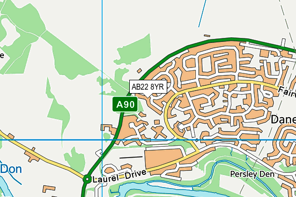 AB22 8YR map - OS VectorMap District (Ordnance Survey)