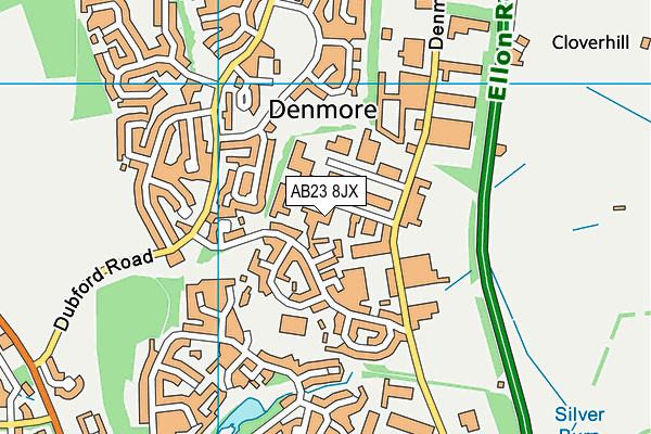 AB23 8JX map - OS VectorMap District (Ordnance Survey)