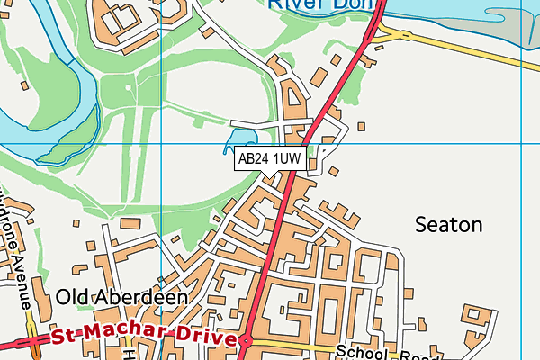 AB24 1UW map - OS VectorMap District (Ordnance Survey)