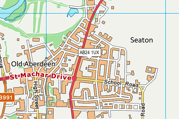 AB24 1UX map - OS VectorMap District (Ordnance Survey)