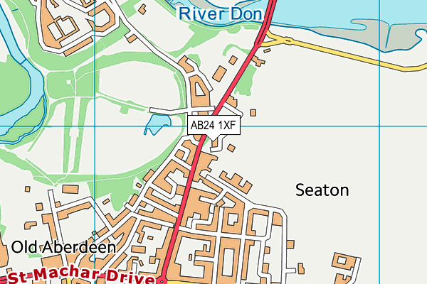 AB24 1XF map - OS VectorMap District (Ordnance Survey)
