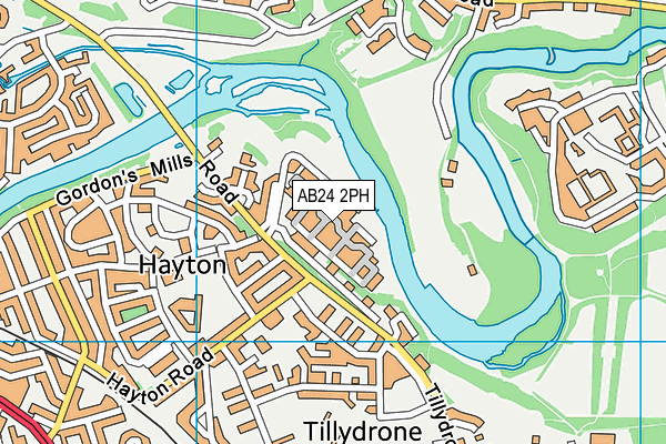 AB24 2PH map - OS VectorMap District (Ordnance Survey)