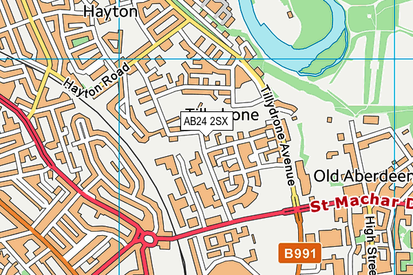 AB24 2SX map - OS VectorMap District (Ordnance Survey)