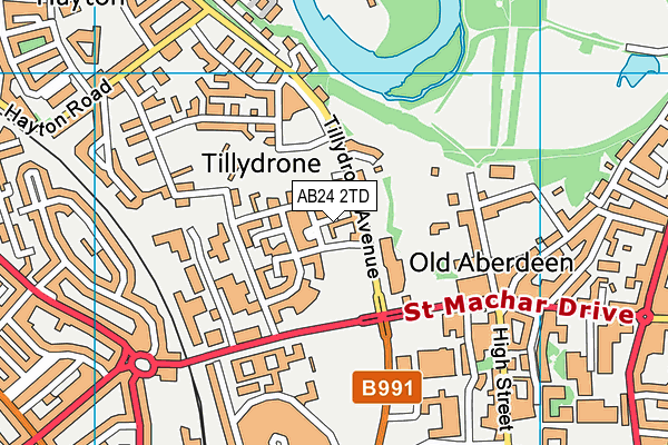 AB24 2TD map - OS VectorMap District (Ordnance Survey)