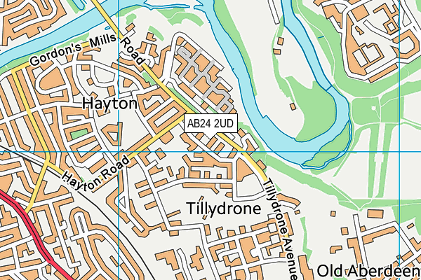 AB24 2UD map - OS VectorMap District (Ordnance Survey)