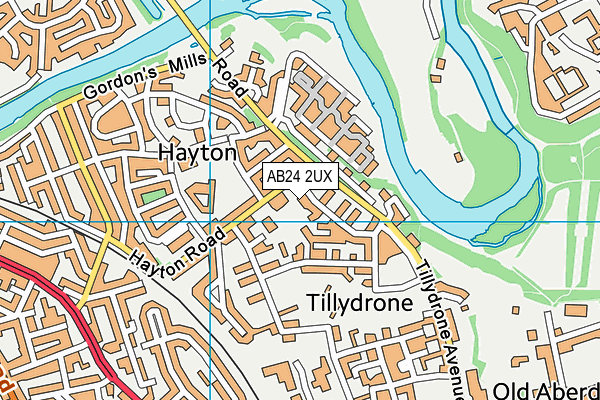 AB24 2UX map - OS VectorMap District (Ordnance Survey)