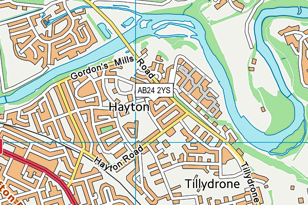 AB24 2YS map - OS VectorMap District (Ordnance Survey)
