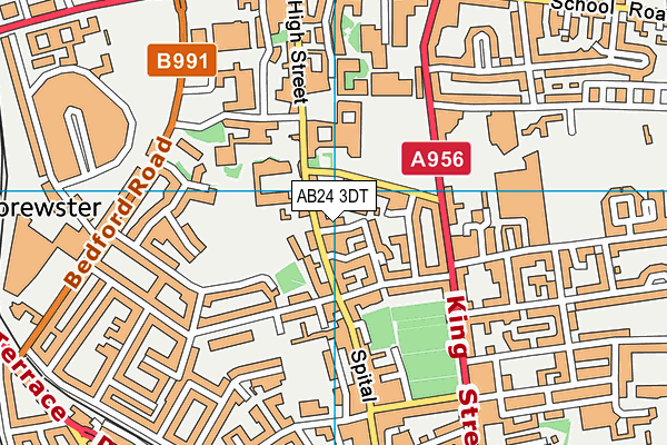 AB24 3DT map - OS VectorMap District (Ordnance Survey)