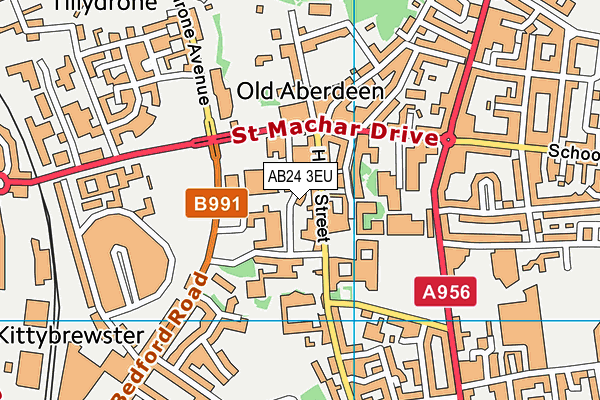 AB24 3EU map - OS VectorMap District (Ordnance Survey)