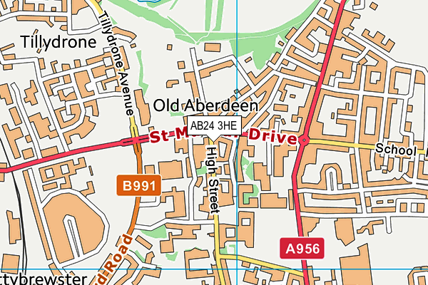 AB24 3HE map - OS VectorMap District (Ordnance Survey)