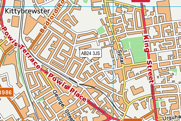 AB24 3JS map - OS VectorMap District (Ordnance Survey)