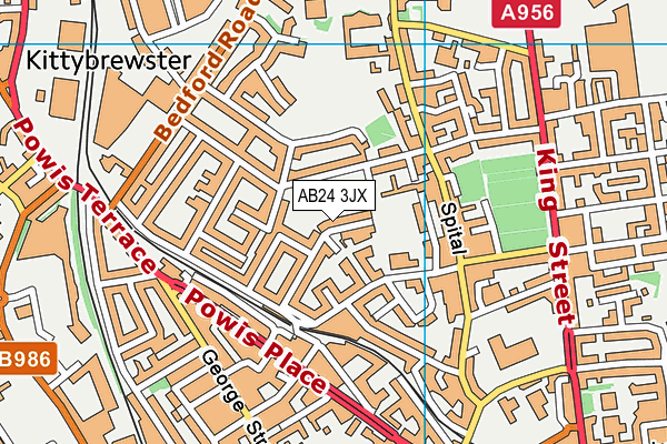 AB24 3JX map - OS VectorMap District (Ordnance Survey)