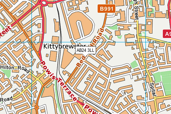 AB24 3LL map - OS VectorMap District (Ordnance Survey)
