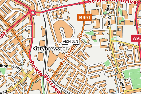 AB24 3LN map - OS VectorMap District (Ordnance Survey)