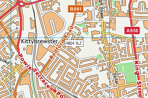 AB24 3LZ map - OS VectorMap District (Ordnance Survey)