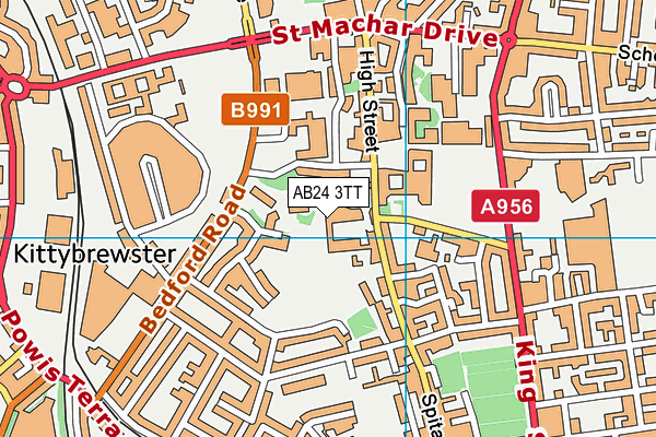 AB24 3TT map - OS VectorMap District (Ordnance Survey)