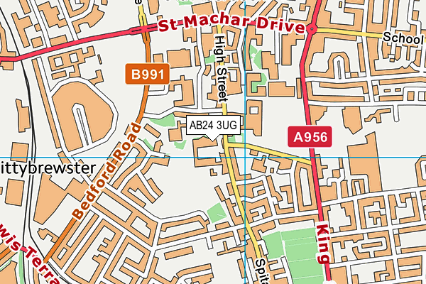 AB24 3UG map - OS VectorMap District (Ordnance Survey)