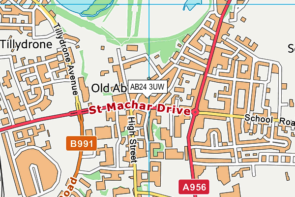 AB24 3UW map - OS VectorMap District (Ordnance Survey)