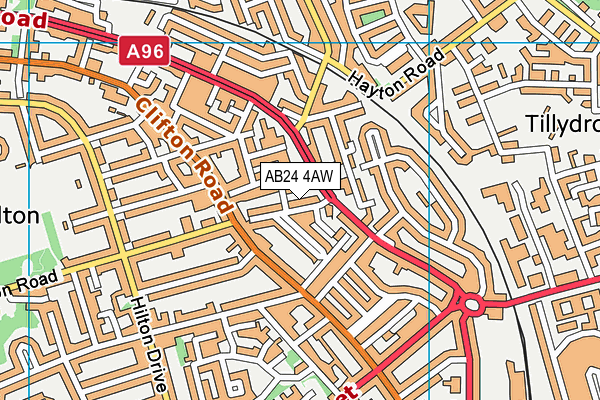 AB24 4AW map - OS VectorMap District (Ordnance Survey)