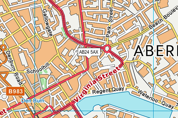 AB24 5AX map - OS VectorMap District (Ordnance Survey)