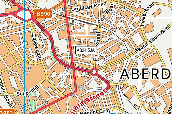 AB24 5JA map - OS VectorMap District (Ordnance Survey)