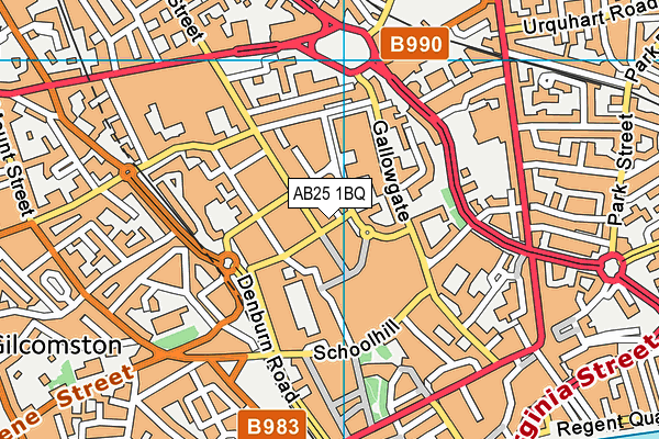 AB25 1BQ map - OS VectorMap District (Ordnance Survey)