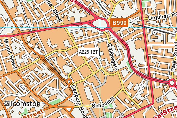 AB25 1BT map - OS VectorMap District (Ordnance Survey)