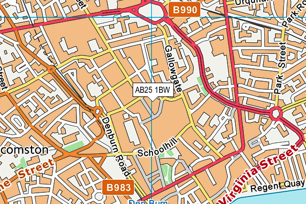 AB25 1BW map - OS VectorMap District (Ordnance Survey)