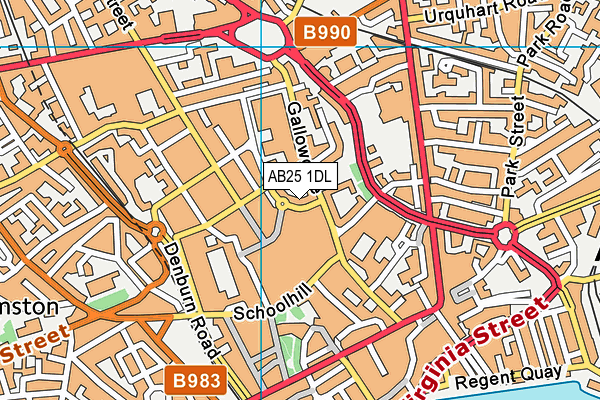 AB25 1DL map - OS VectorMap District (Ordnance Survey)