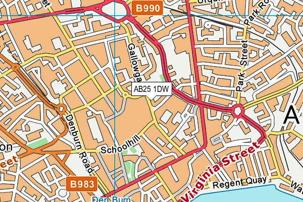 AB25 1DW map - OS VectorMap District (Ordnance Survey)