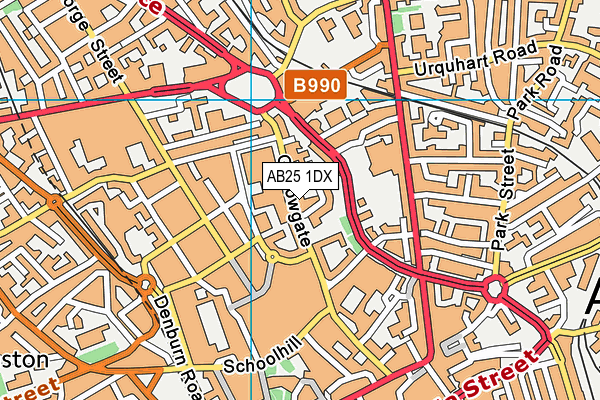AB25 1DX map - OS VectorMap District (Ordnance Survey)