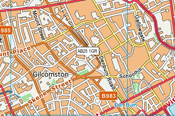 AB25 1GR map - OS VectorMap District (Ordnance Survey)
