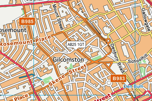 AB25 1GT map - OS VectorMap District (Ordnance Survey)