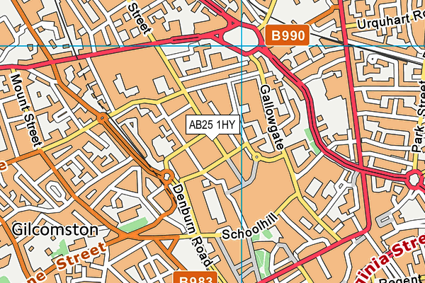 AB25 1HY map - OS VectorMap District (Ordnance Survey)