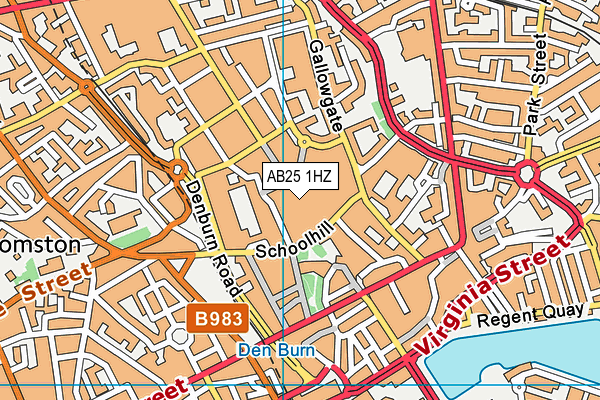 AB25 1HZ map - OS VectorMap District (Ordnance Survey)