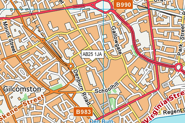 AB25 1JA map - OS VectorMap District (Ordnance Survey)