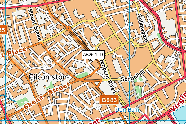AB25 1LD map - OS VectorMap District (Ordnance Survey)