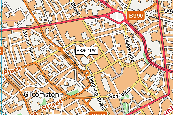AB25 1LW map - OS VectorMap District (Ordnance Survey)