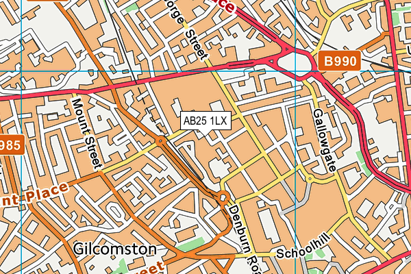 AB25 1LX map - OS VectorMap District (Ordnance Survey)