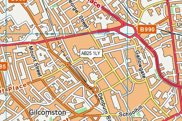 AB25 1LY map - OS VectorMap District (Ordnance Survey)
