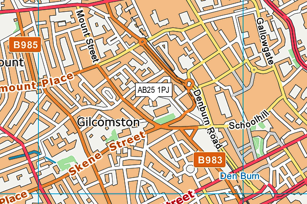 AB25 1PJ map - OS VectorMap District (Ordnance Survey)