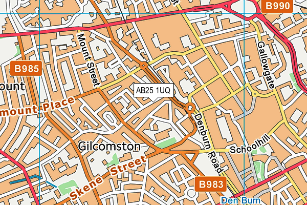 AB25 1UQ map - OS VectorMap District (Ordnance Survey)