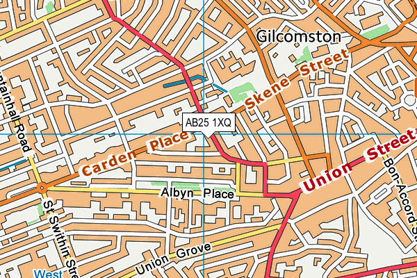 AB25 1XQ map - OS VectorMap District (Ordnance Survey)