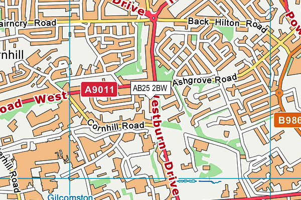 AB25 2BW map - OS VectorMap District (Ordnance Survey)