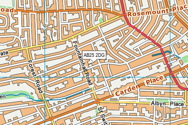 AB25 2DG map - OS VectorMap District (Ordnance Survey)