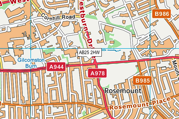 AB25 2HW map - OS VectorMap District (Ordnance Survey)